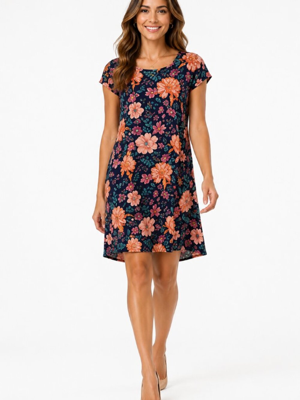 Womens Floral Dress Navy Pink Tommy Bahama Shift Tie Waist Large